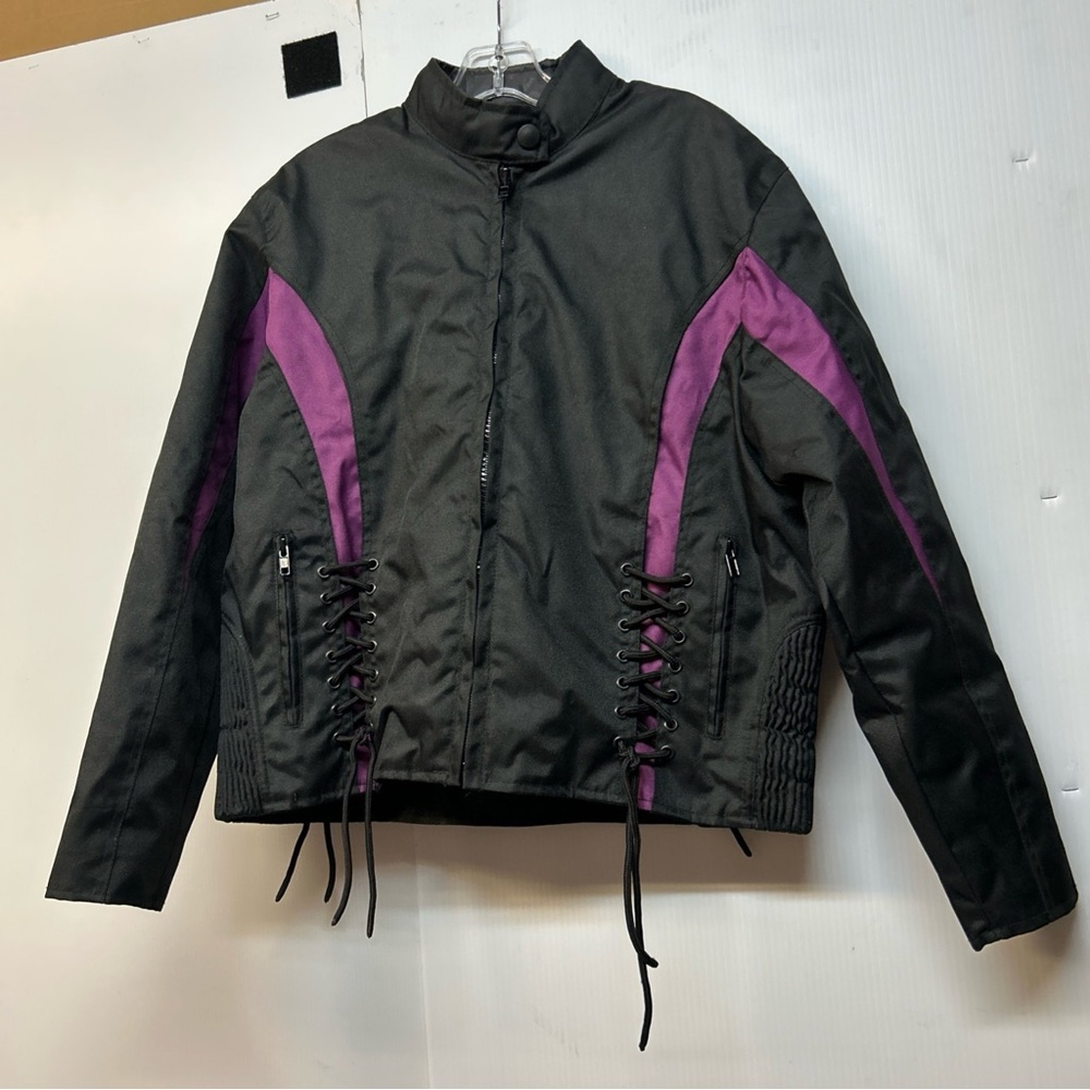Chic Black and Purple Bomber Jacket